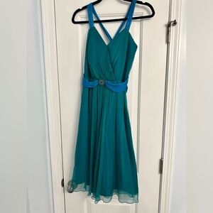 Laundry By Shelli Segal Teal Backless Dress
